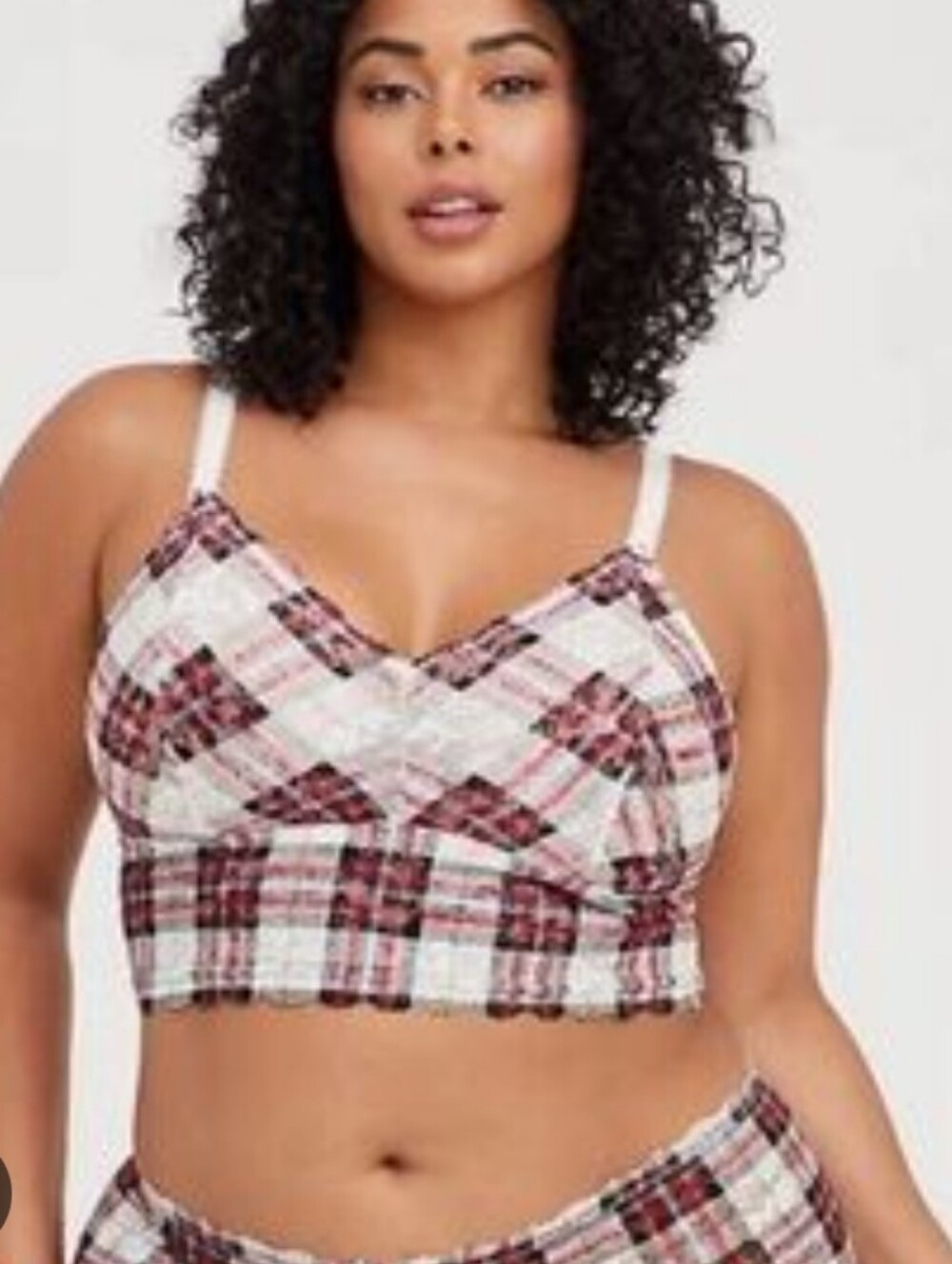 TORRID Curve Tartan Plaid Lace Bralette Sz 3